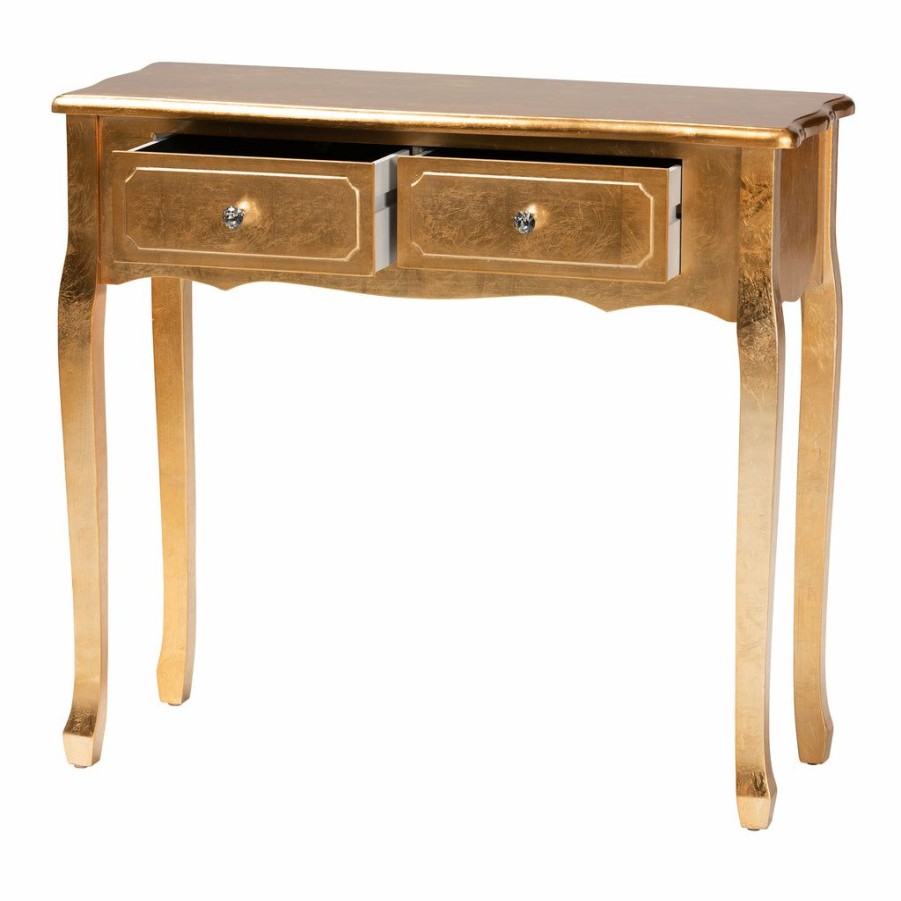 Drawer Table * | Baxton Studio Hot Selling Newton Classic And Traditional Finsihed Wood 2-Drawer Console Table