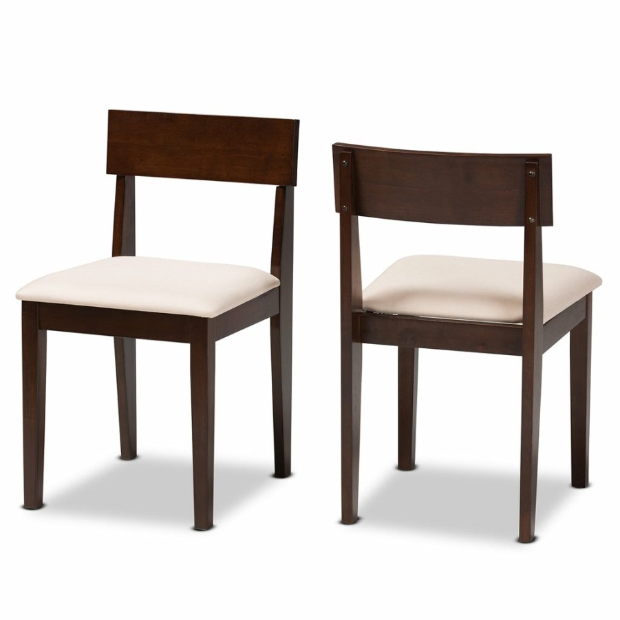 Dining Chair * | Baxton Studio Less Expensive Camilla Mid-Century Modern Fabric And Dark Brown Finished Wood 2-Piece Dining Chair Set