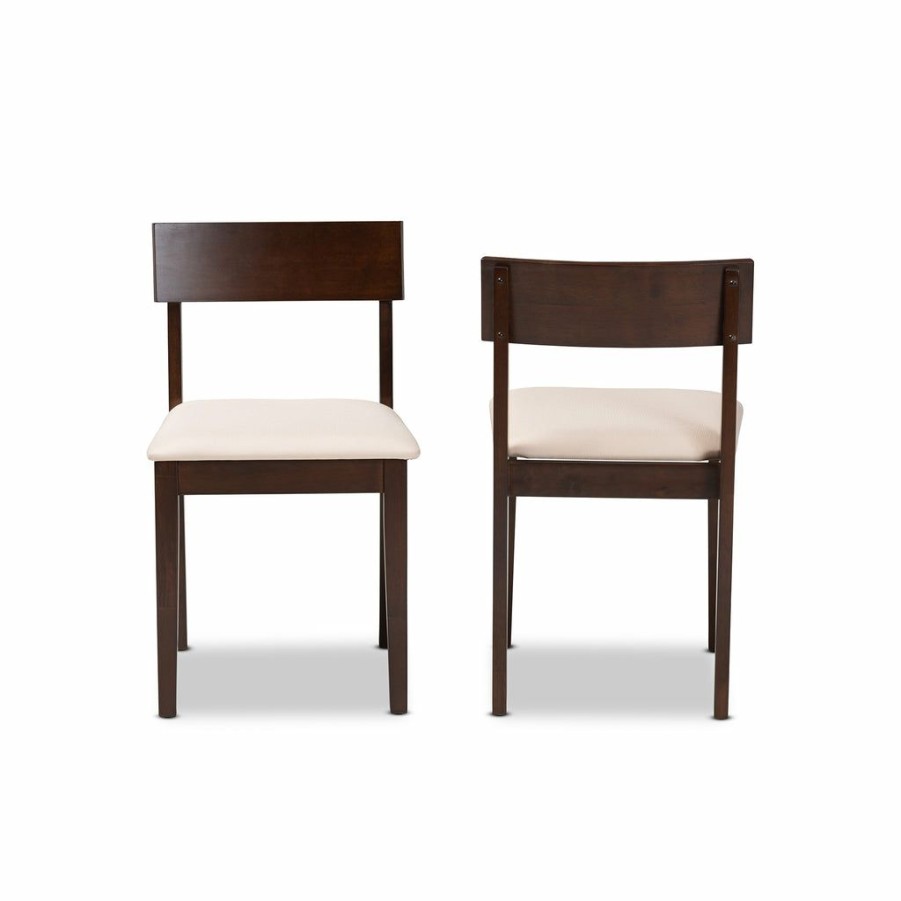 Dining Chair * | Baxton Studio Less Expensive Camilla Mid-Century Modern Fabric And Dark Brown Finished Wood 2-Piece Dining Chair Set