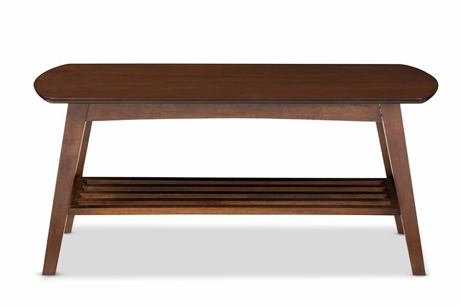 Drawer Table * | Baxton Studio Best Price Sacramento Mid-Century Modern Scandinavian Style Dark Walnut Coffee Table