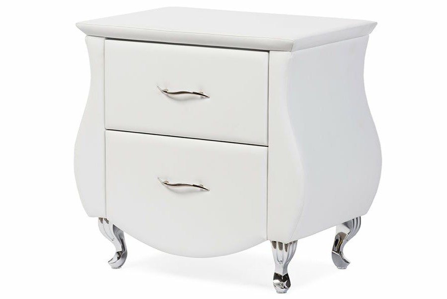 Nightstand * | Baxton Studio Online Discount Erin Modern And Contemporary Faux Leather Upholstered Nightstand