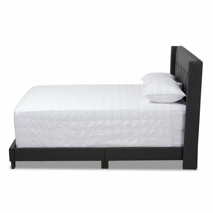 Bed * | Baxton Studio Cheap Lisette Modern And Contemporary Charcoal Grey Fabric Upholstered Queen Size Bed