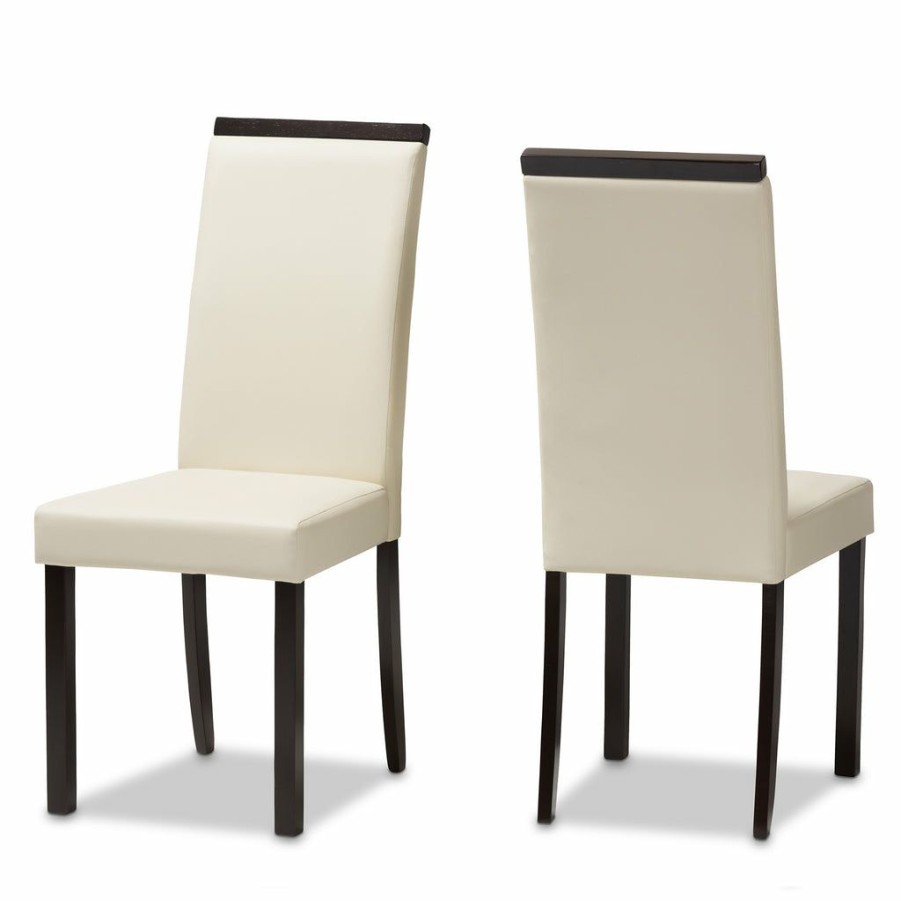 Dining Chair * | Baxton Studio Attractive Daveney Modern And Contemporary Cream Faux Leather Upholstered Dining Chair (Set Of 2)