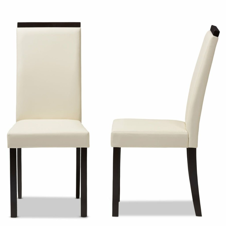 Dining Chair * | Baxton Studio Attractive Daveney Modern And Contemporary Cream Faux Leather Upholstered Dining Chair (Set Of 2)