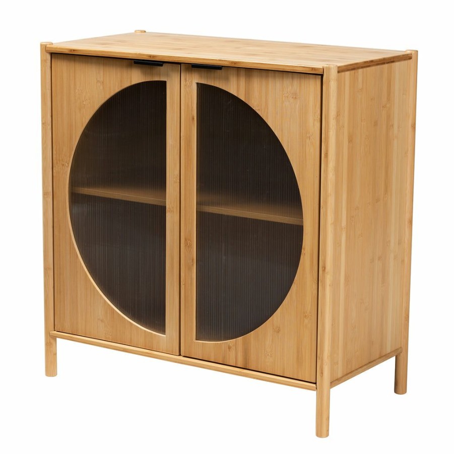 Shoe Cabinet * | Baxton Studio Less Expensive Naresh Mid-Century Modern Transitional Natural Brown Bamboo Wood Storage Cabinet