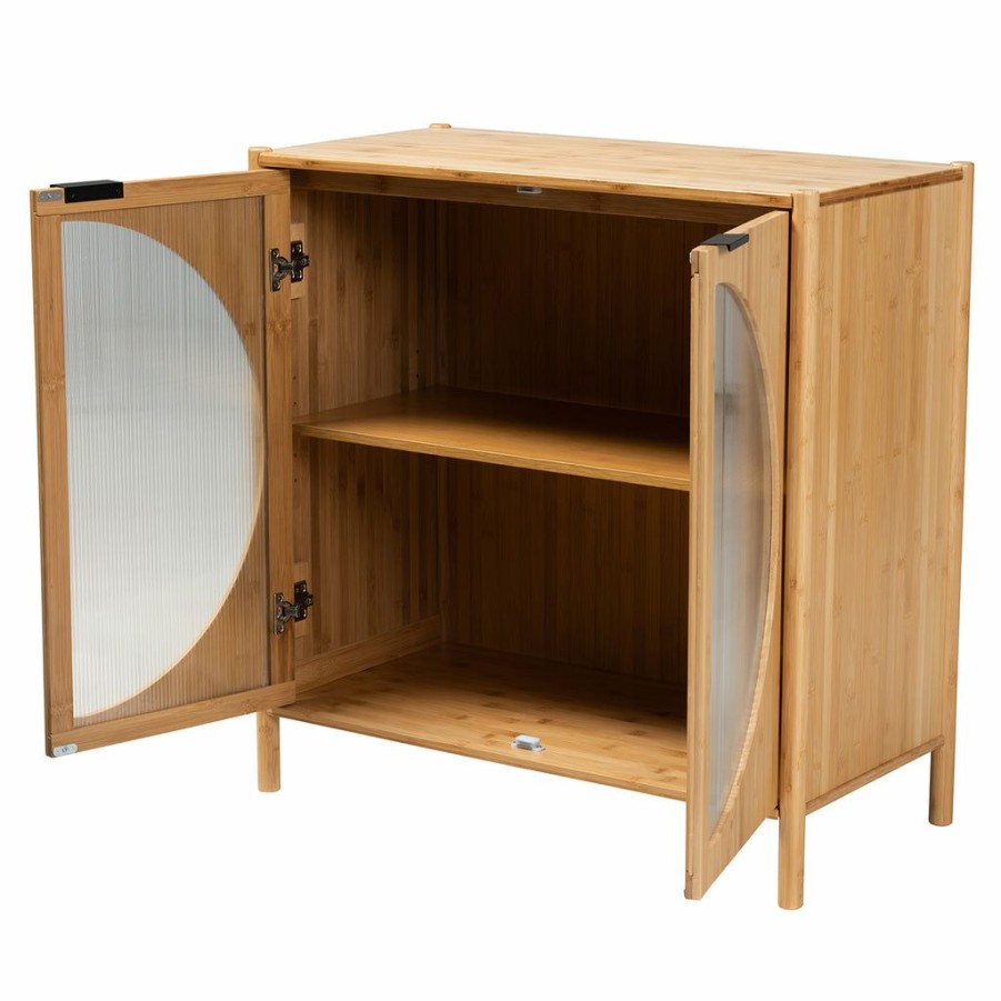 Shoe Cabinet * | Baxton Studio Less Expensive Naresh Mid-Century Modern Transitional Natural Brown Bamboo Wood Storage Cabinet