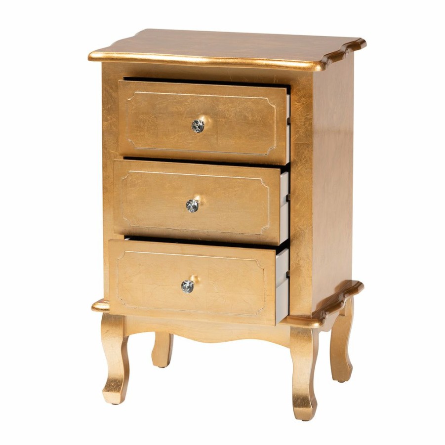 Nightstand * | Baxton Studio Typical Style Newton Classic And Traditional Finsihed Wood 3-Drawer Nightstand