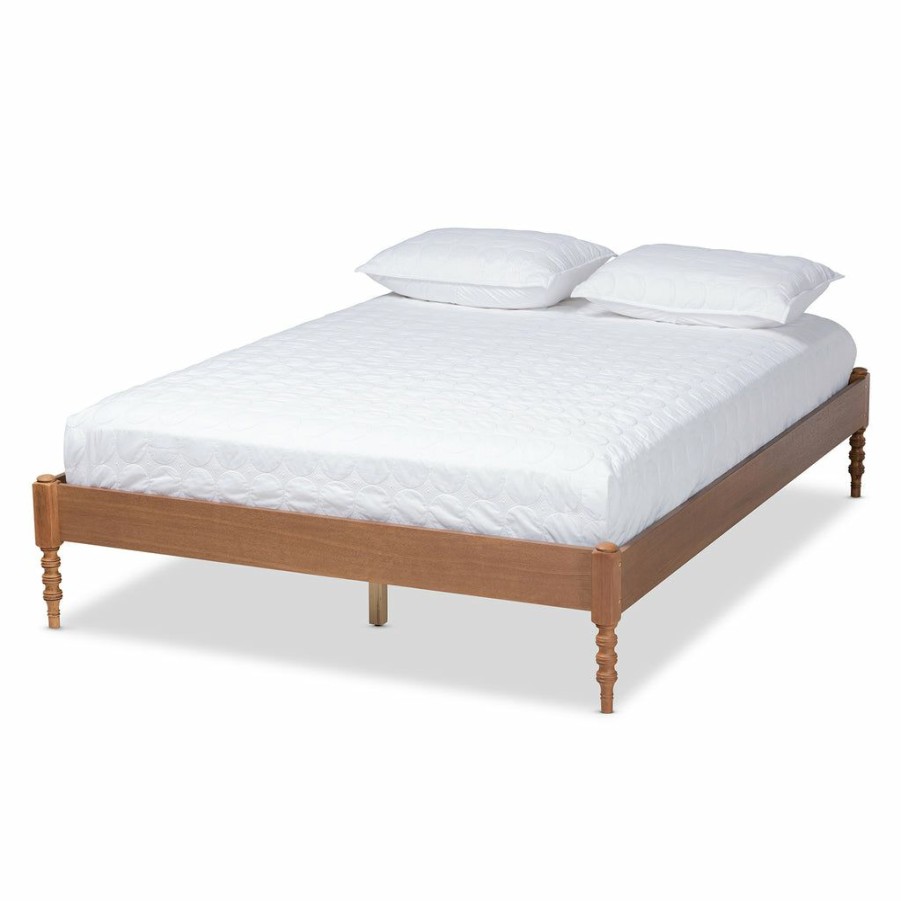 Bed * | Baxton Studio Best Price Cielle French Bohemian Ash Walnut Finished Wood King Size Platform Bed Frame