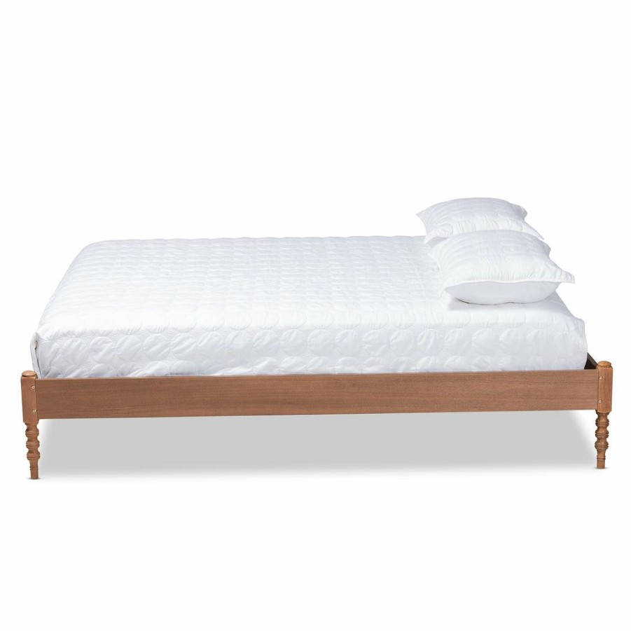 Bed * | Baxton Studio Best Price Cielle French Bohemian Ash Walnut Finished Wood King Size Platform Bed Frame