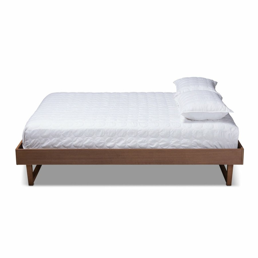 Bed * | Baxton Studio Best Price Liliya Mid-Century Modern Walnut Brown Finished Wood Full Size Platform Bed Frame