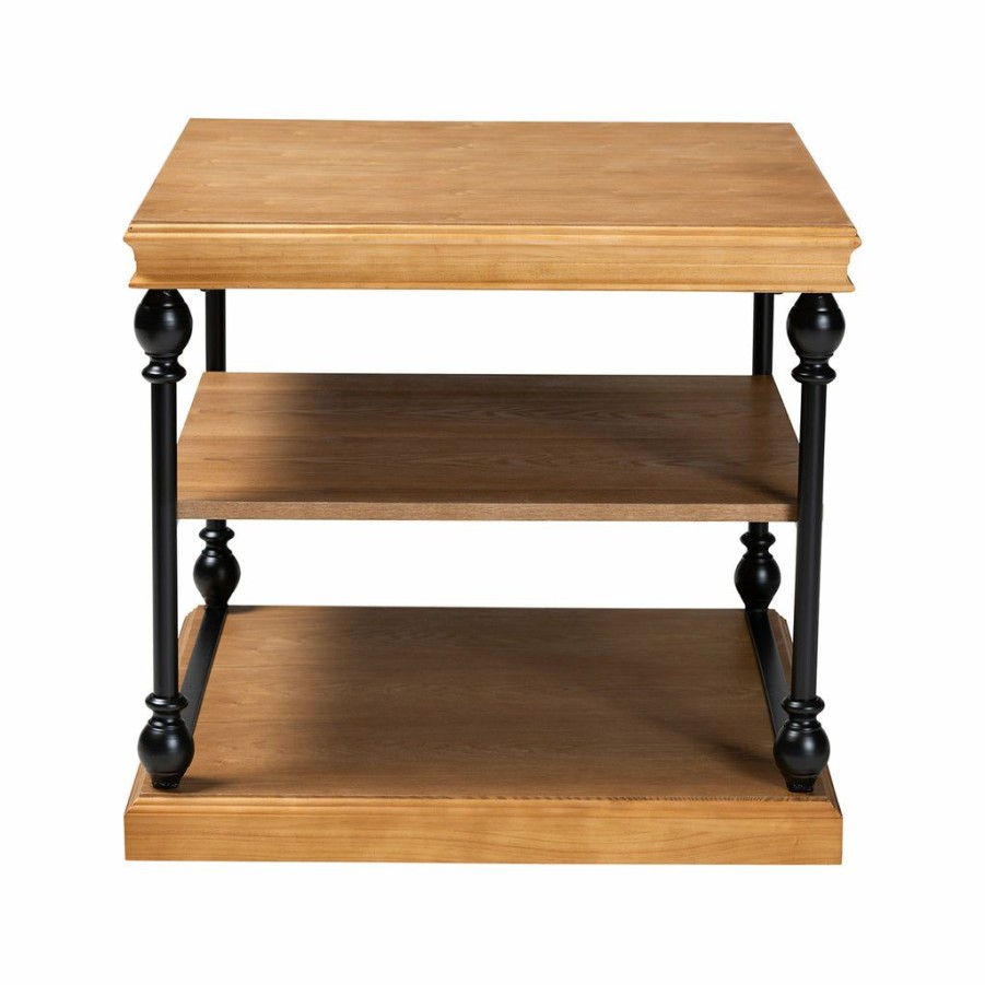 Drawer Table * | Baxton Studio Bestsellers Sebastian Traditional Industrial Oak Brown Finished Wood And Black Metal 3-Tier End Table