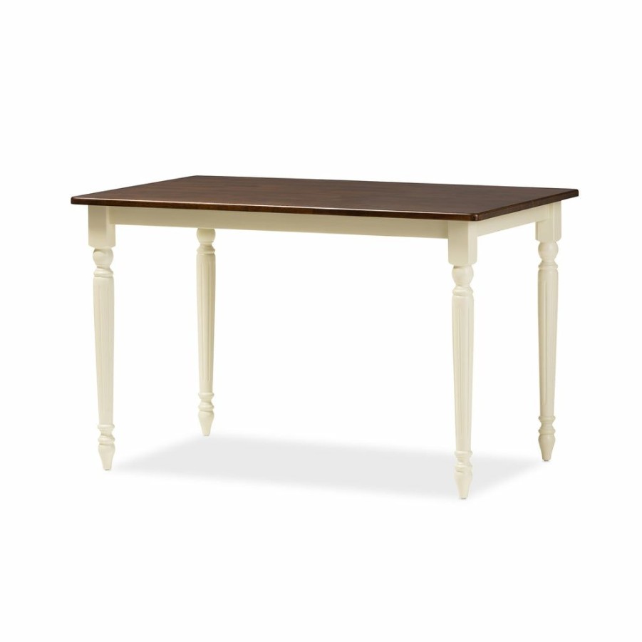 Drawer Table * | Baxton Studio Typical Style Napoleon French Country Cottage Buttermilk And "Cherry" Brown Finishing Wood Dining Table