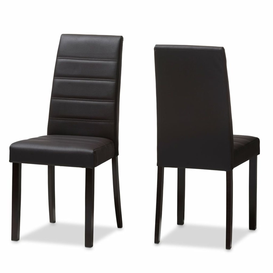 Dining Chair * | Baxton Studio Online Discount Lorelle Modern And Contemporary Brown Faux Leather Upholstered Dining Chair (Set Of 2)