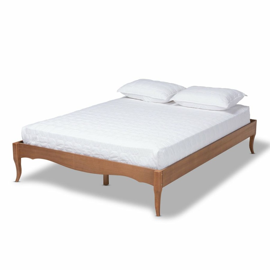 Bed * | Baxton Studio Discount Marieke Vintage French Inspired Ash Wanut Finished Full Size Wood Bed Frame