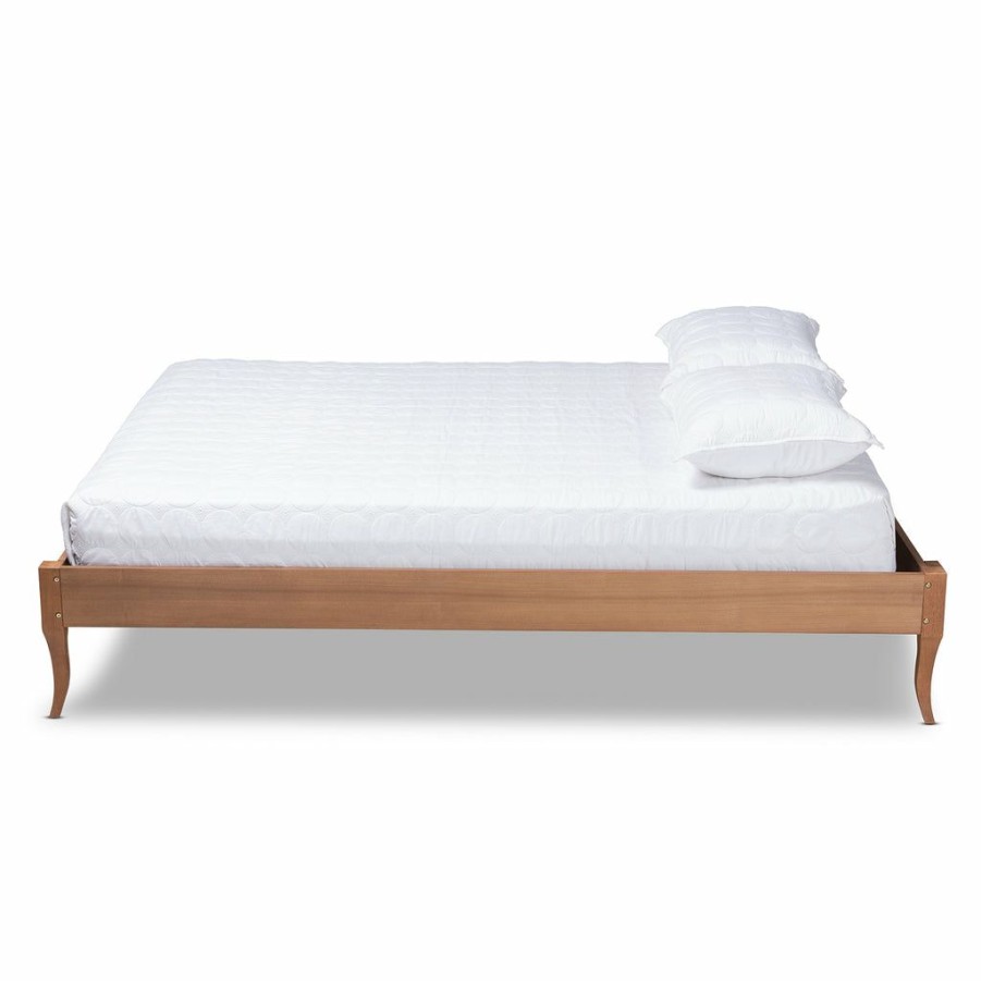 Bed * | Baxton Studio Discount Marieke Vintage French Inspired Ash Wanut Finished Full Size Wood Bed Frame