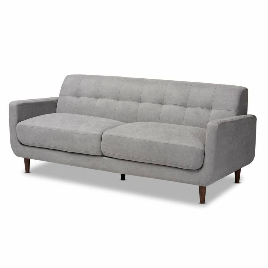 Sofa * | Baxton Studio Top Sell Allister Mid-Century Modern Light Grey Fabric Upholstered Sofa