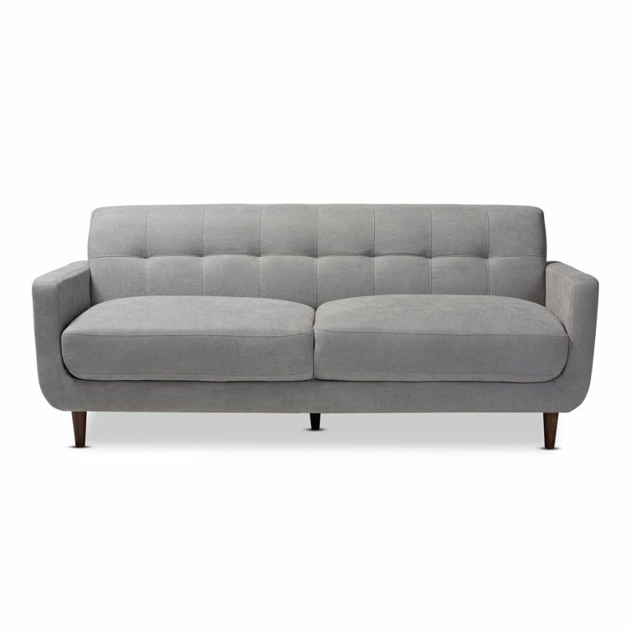 Sofa * | Baxton Studio Top Sell Allister Mid-Century Modern Light Grey Fabric Upholstered Sofa