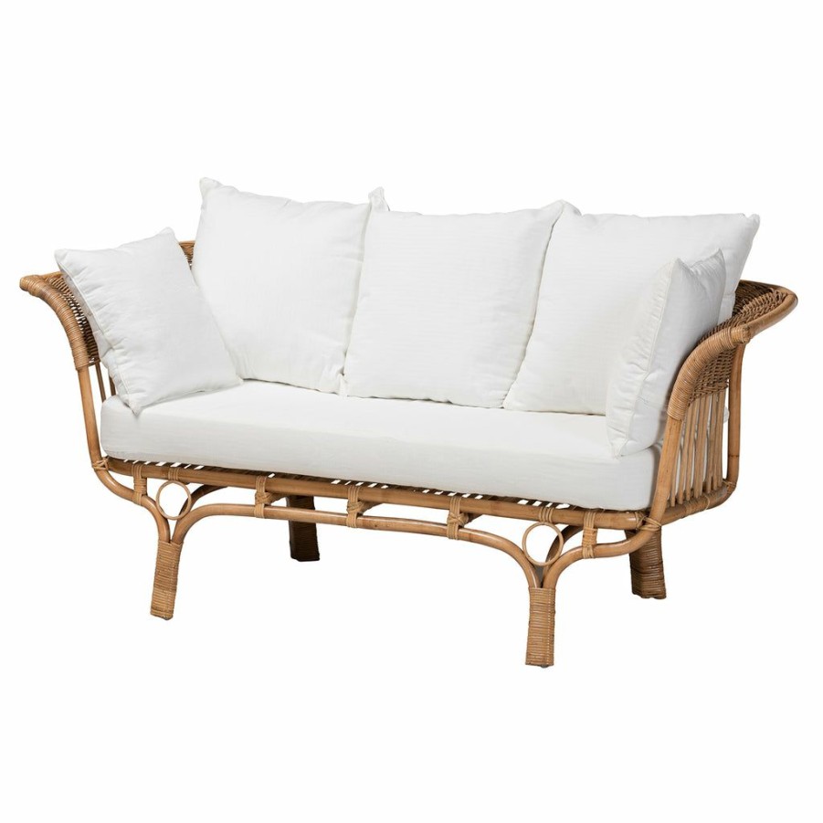 Sofa * | Baxton Studio Typical Style Edana Modern Bohemian Natural Rattan Sofa With Cushion