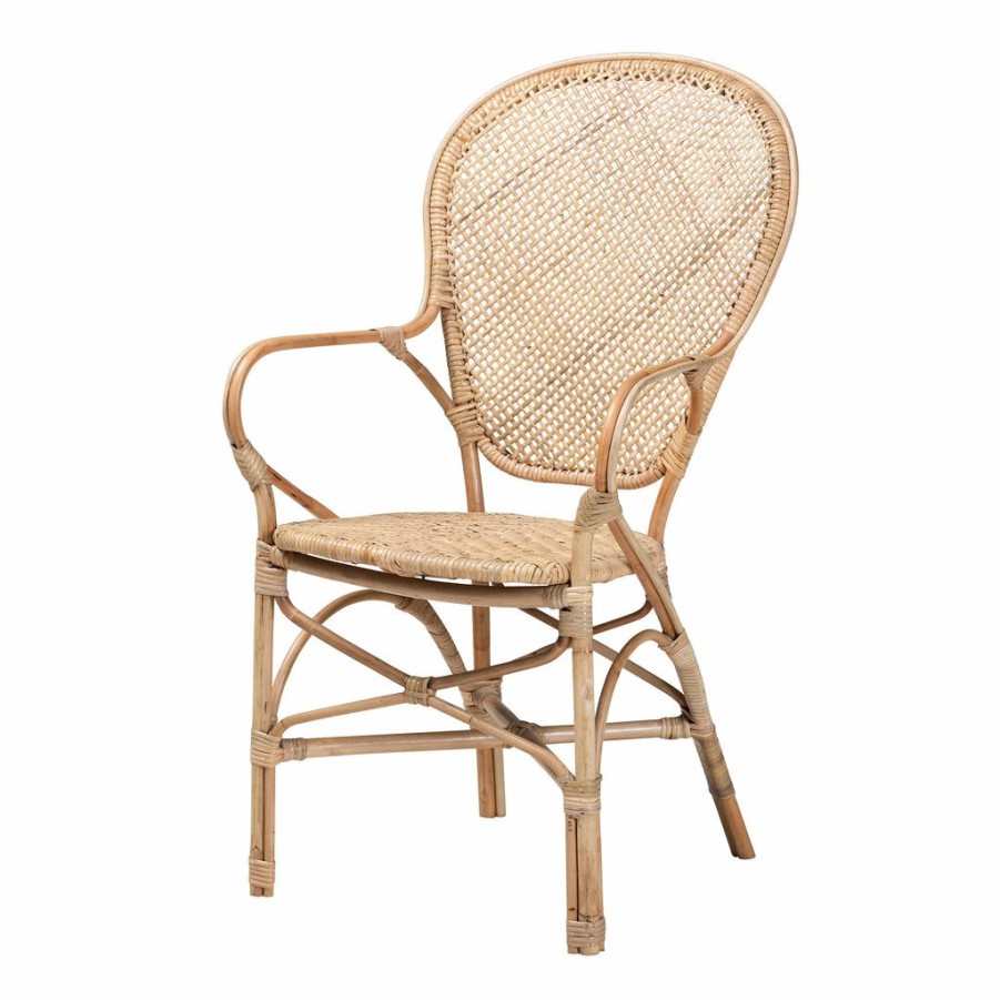 Dining Chair * | Baxton Studio Typical Style Lalaine Modern Bohemian Natural Rattan Dining Arm Chair