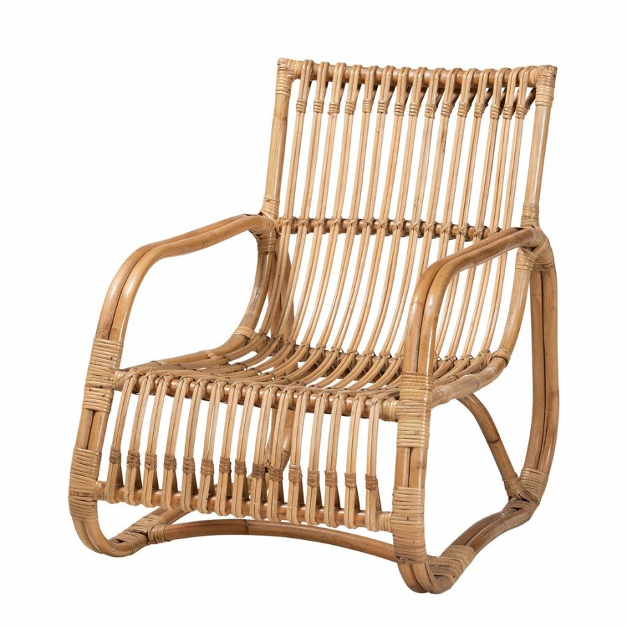 Chair * | Baxton Studio Top Sell Blanca Modern Bohemian Natural Rattan Accent Chair