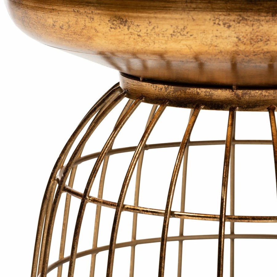 Drawer Table * | Baxton Studio Fashion Andreia Modern And Contemporary Antique Gold Finished Metal And Mirrored Glass Cage Accent Table