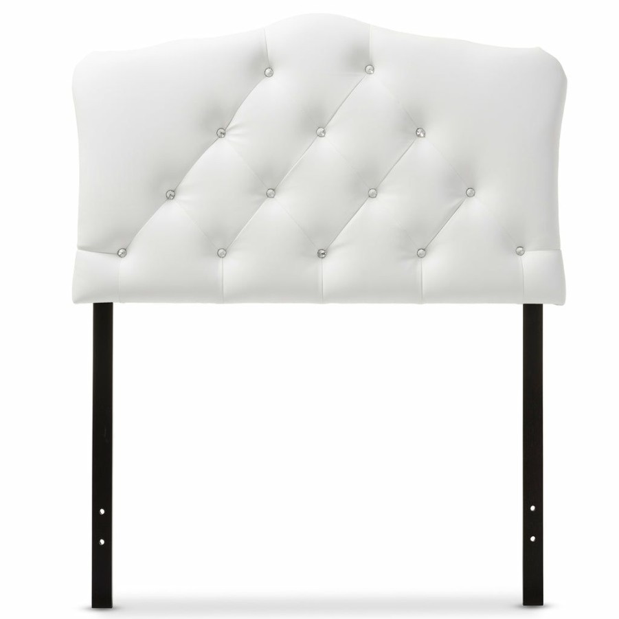 Upholstered Headboard * | Baxton Studio Online Discount Rita Modern And Contemporary White Faux Leather Upholstered Button-Tufted Scalloped Twin Size Headboard