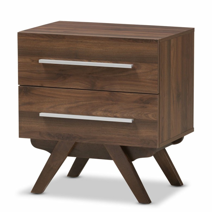 Nightstand * | Baxton Studio Typical Style Auburn Mid-Century Modern Wood 2-Drawer Nightstand