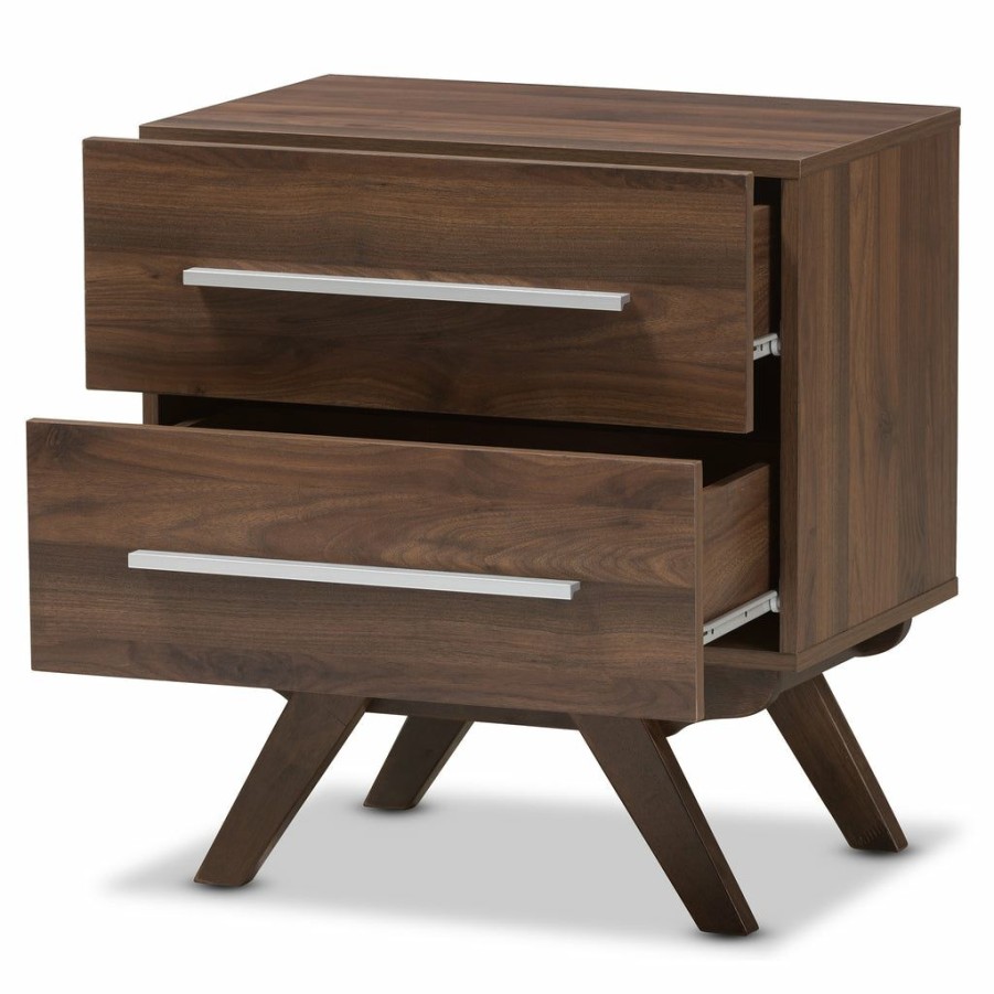 Nightstand * | Baxton Studio Typical Style Auburn Mid-Century Modern Wood 2-Drawer Nightstand