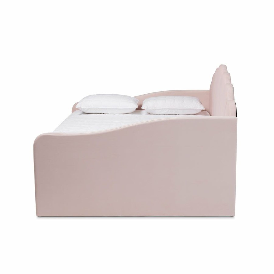 Bed * | Baxton Studio Cheaper Timila Modern And Contemporary Light Pink Velvet Fabric Upholstered Full Size Daybed