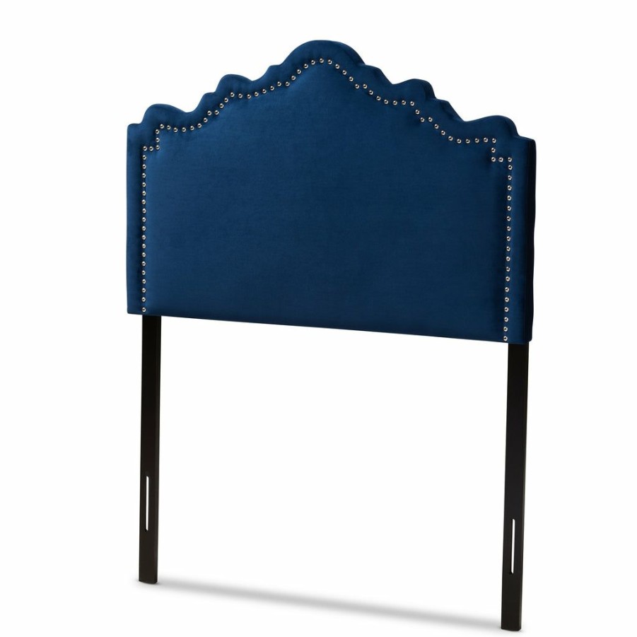 Upholstered Headboard * | Baxton Studio Online Discount Nadeen Modern And Contemporary Royal Blue Velvet Fabric Upholstered Twin Size Headboard