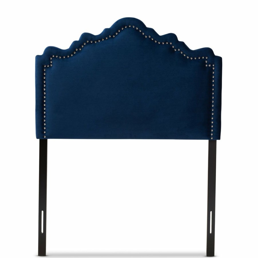 Upholstered Headboard * | Baxton Studio Online Discount Nadeen Modern And Contemporary Royal Blue Velvet Fabric Upholstered Twin Size Headboard