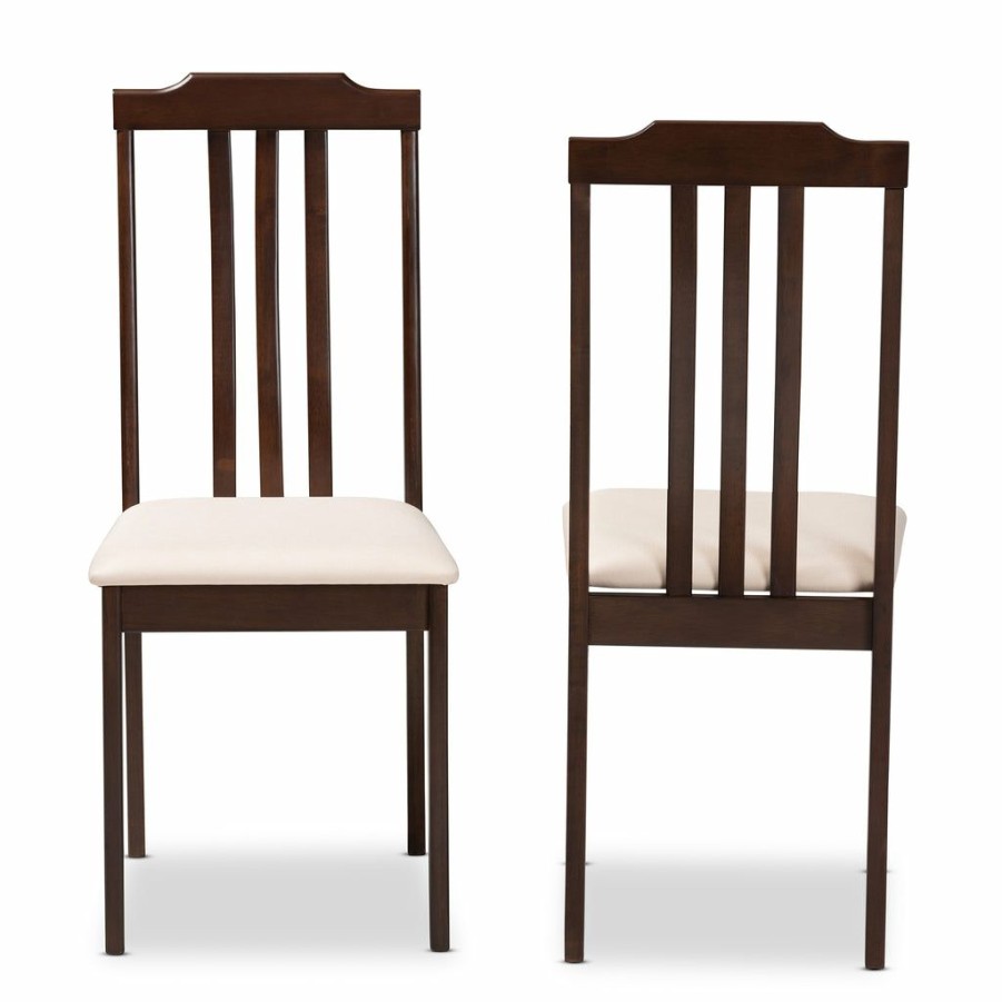 Dining Chair * | Baxton Studio 100% Guarantee Clarissa Mid-Century Modern Fabric And Dark Brown Finished Wood 2-Piece Dining Chair Set