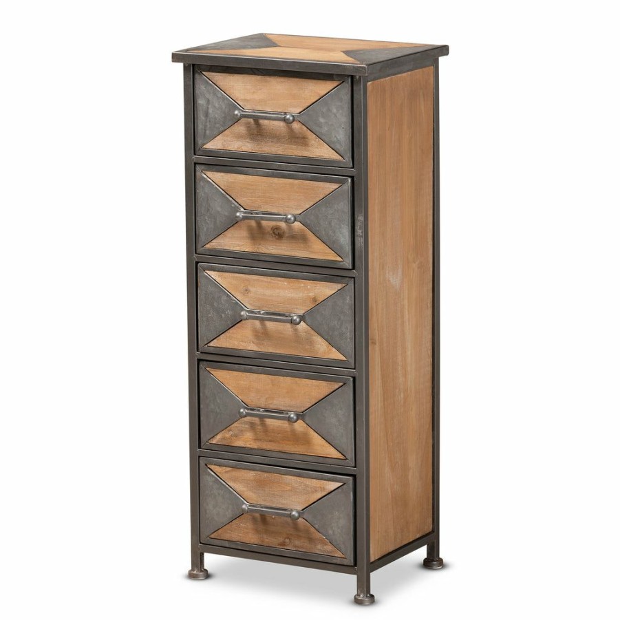 Shoe Cabinet * | Baxton Studio Top Sell Laurel Rustic Industrial Antique Grey Finished Metal And Whitewashed Oak Brown Finished Wood Accent Storage Cabinet