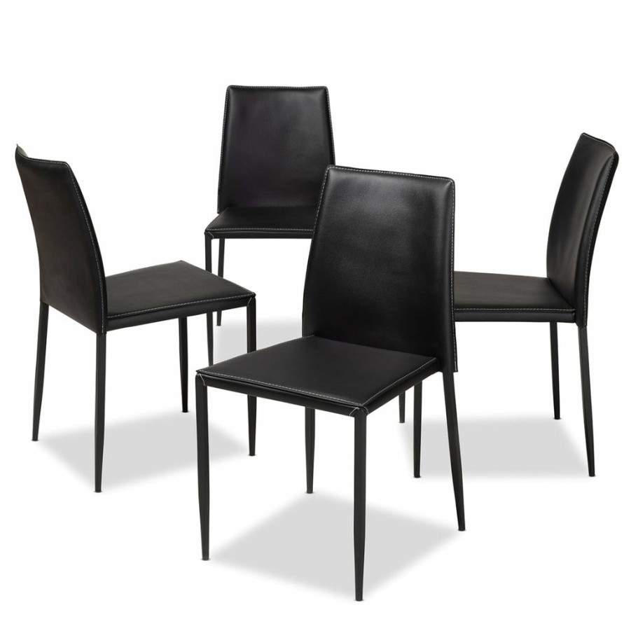 Dining Chair * | Baxton Studio Cheaper Pascha Modern Contemporary Faux Leather Upholstered Dining Chair (Set Of 4)