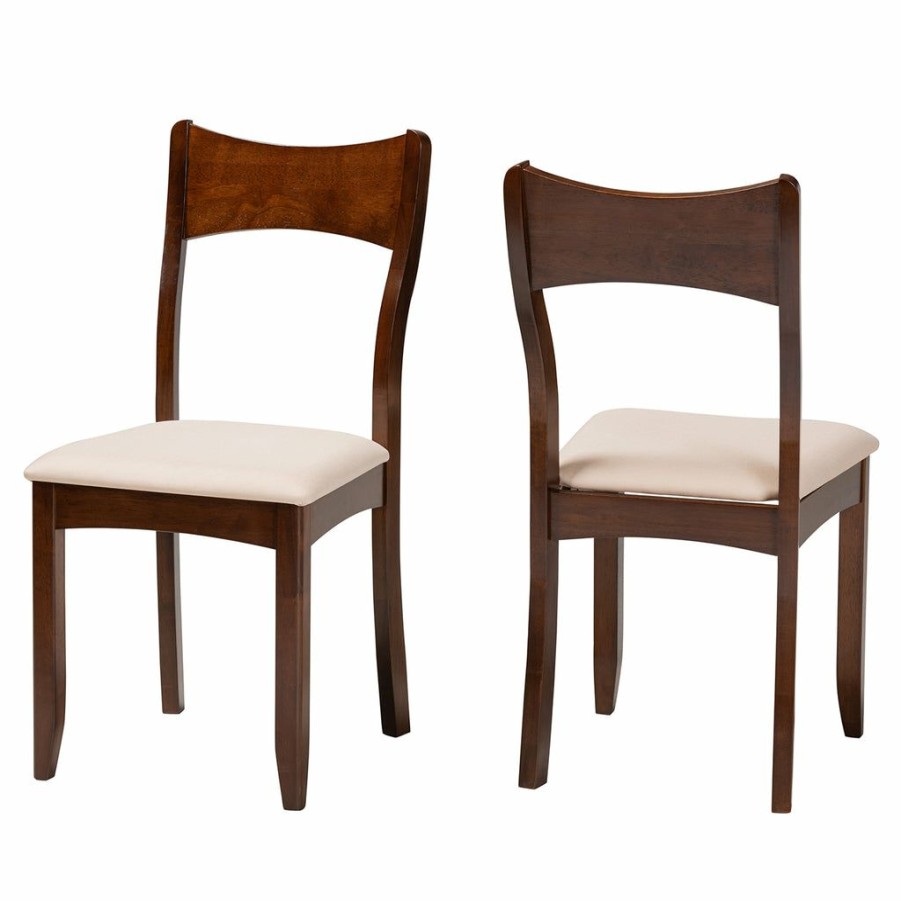 Dining Chair * | Baxton Studio Best Price Adreana Mid-Century Modern Dark Brown Finished Wood 2-Piece Dining Chair Set