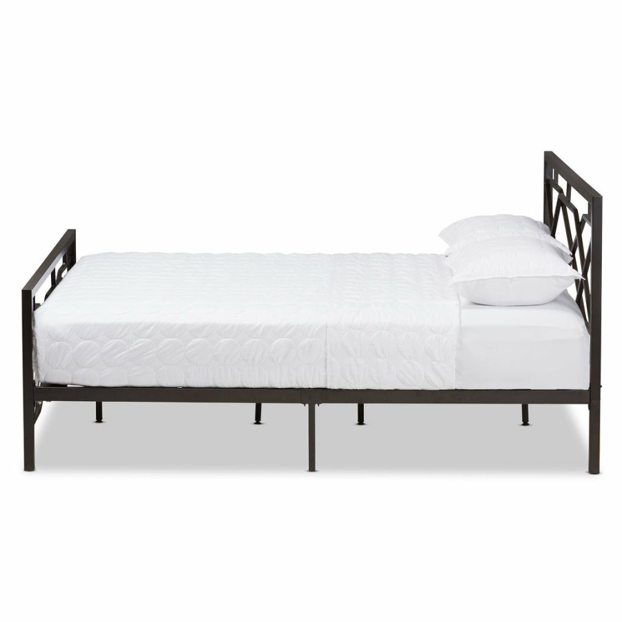 Bed * | Baxton Studio Attractive Shelton Modern And Contemporary Stippled Black Finished Metal Queen Size Platform Bed