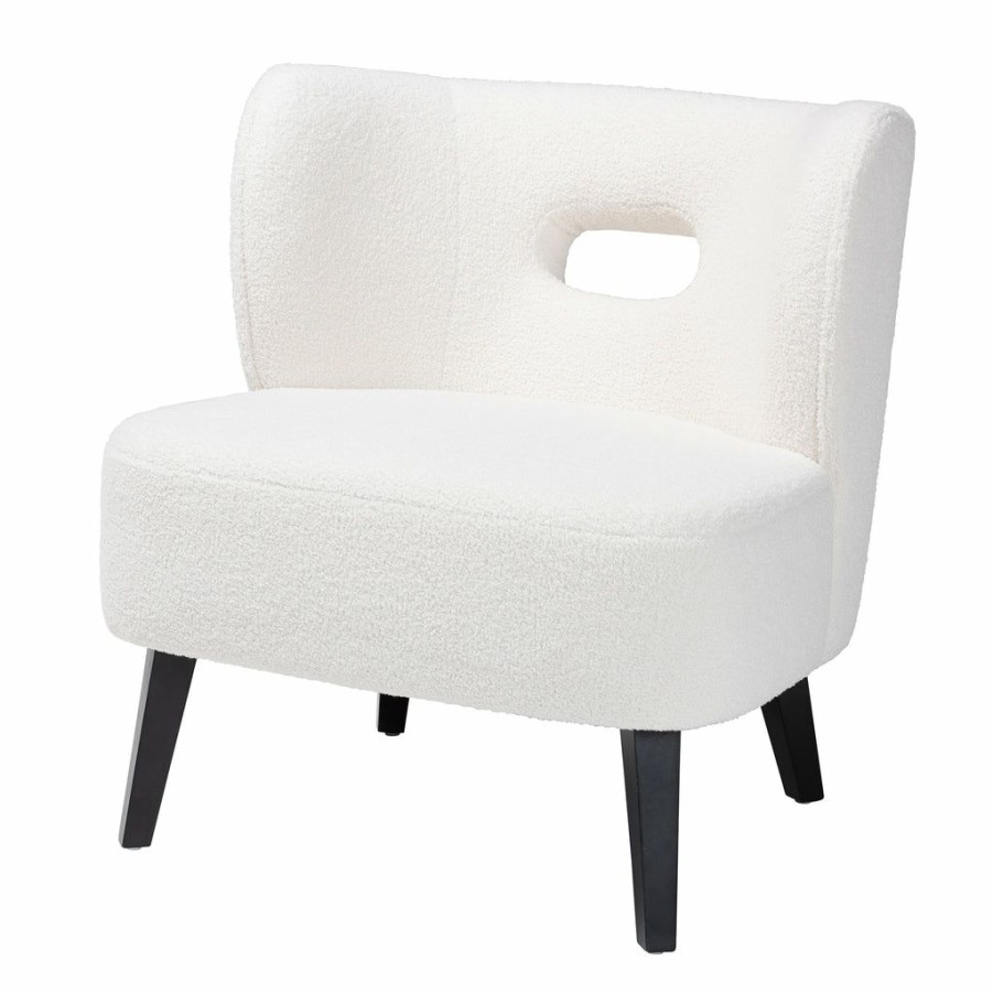 Chair * | Baxton Studio Top Sell Naara Modern And Contemporary Ivory Boucle Upholstered And Black Finished Wood Accent Chair