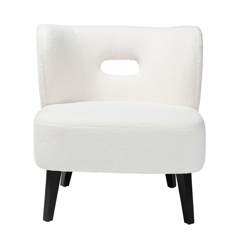 Chair * | Baxton Studio Top Sell Naara Modern And Contemporary Ivory Boucle Upholstered And Black Finished Wood Accent Chair