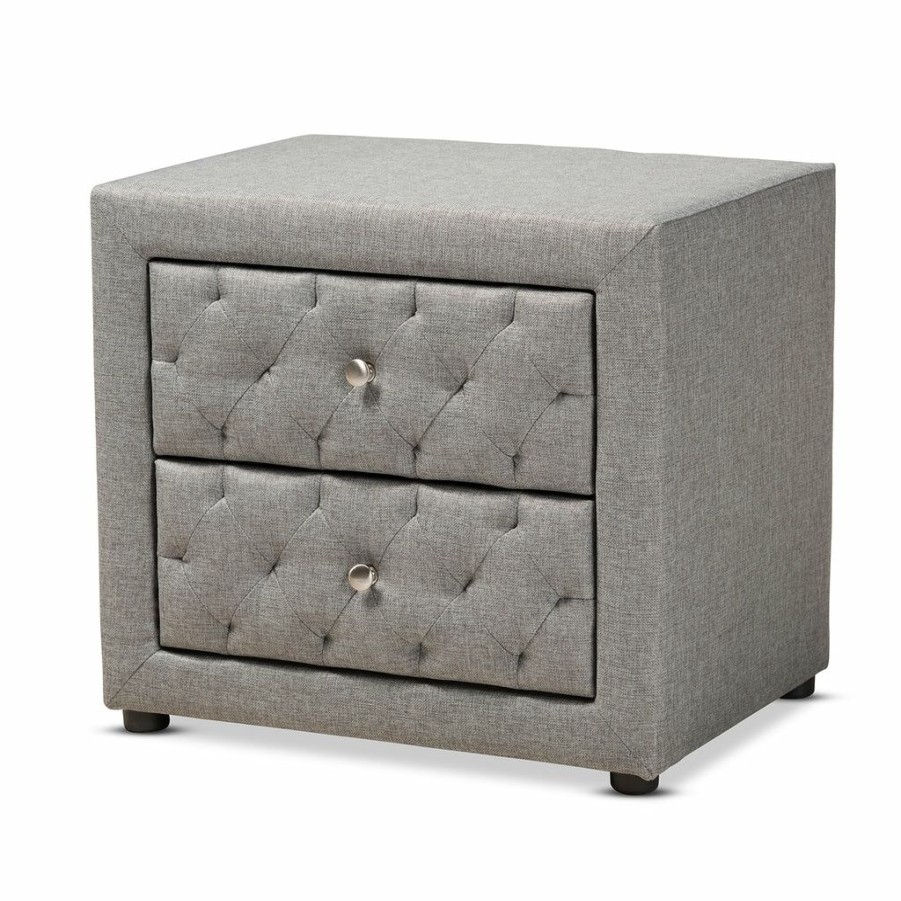 Nightstand * | Baxton Studio Crazy Deals Lepine Modern Contemporary Fabric Upholstered 2-Drawer Nightstand