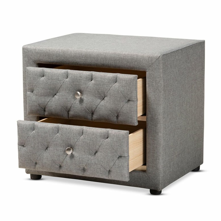 Nightstand * | Baxton Studio Crazy Deals Lepine Modern Contemporary Fabric Upholstered 2-Drawer Nightstand