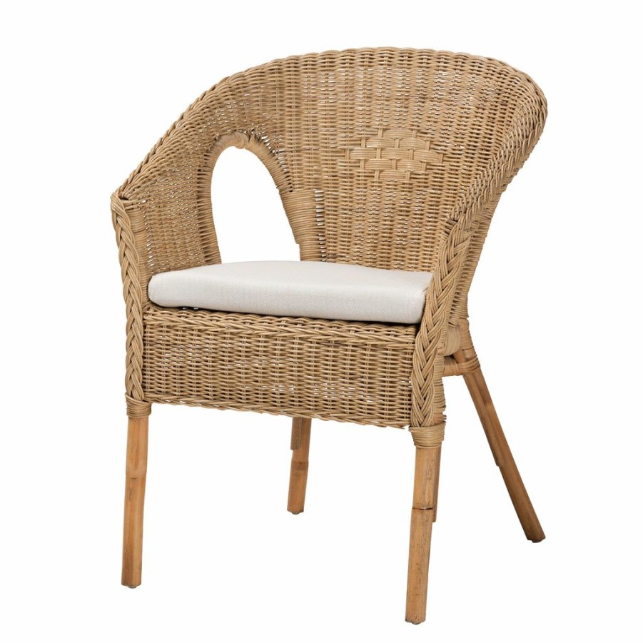 Dining Chair * | Baxton Studio Attractive Abbey Modern Bohemian Natural Brown Antique Rattan Dining Chair