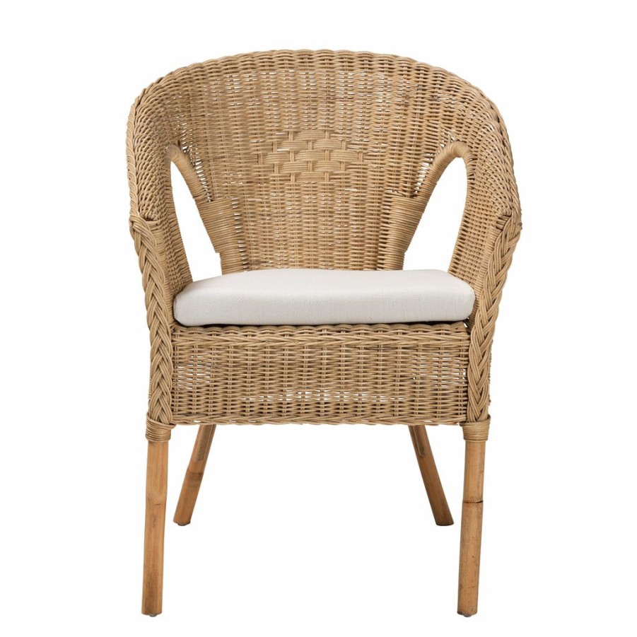 Dining Chair * | Baxton Studio Attractive Abbey Modern Bohemian Natural Brown Antique Rattan Dining Chair