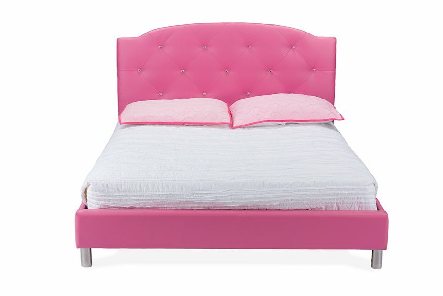 Bed * | Baxton Studio Best Price Canterbury Modern And Contemporary Hot Pink Faux Leather Queen Size Platform Bed