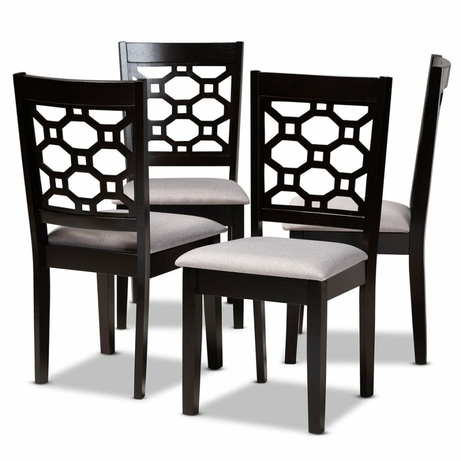 Dining Chair * | Baxton Studio Typical Style Peter Modern And Contemporary Fabric Upholstered 4-Piece Dining Chair Set