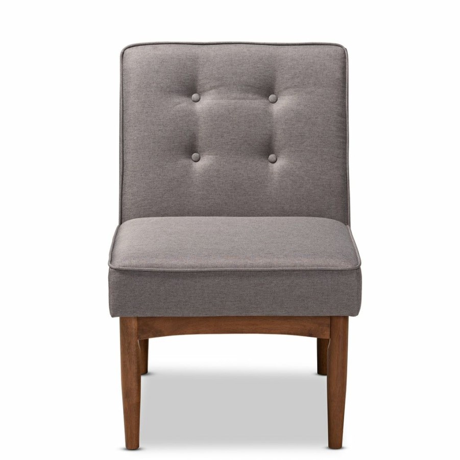 Dining Chair * | Baxton Studio Cheaper Arvid Mid-Century Modern Gray Fabric Upholstered Wood Dining Chair