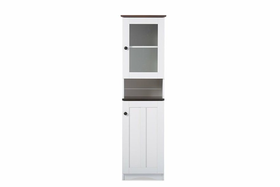 Shoe Cabinet * | Baxton Studio Discount Lauren Modern And Contemporary White And Dark Brown Buffet Kitchen Cabinet