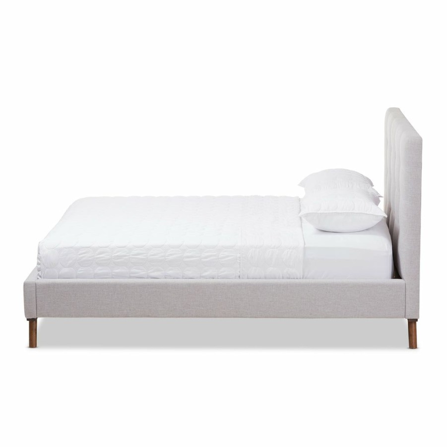 Bed * | Baxton Studio Typical Style Valencia Mid-Century Modern Fabric Full Size Platform Bed