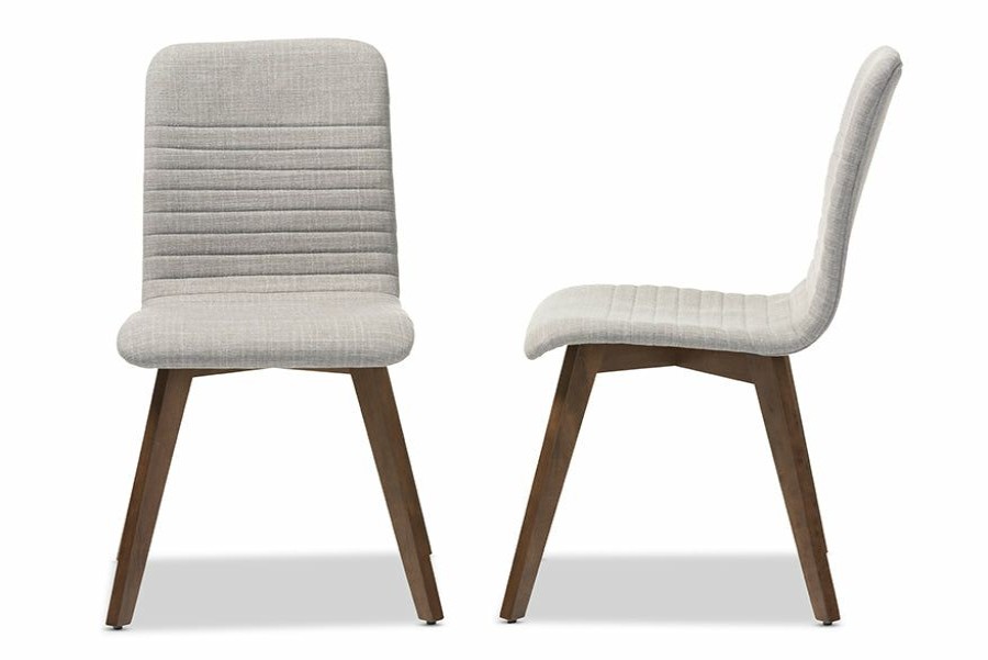 Dining Chair * | Baxton Studio Hot Selling Sugar Mid-Century Retro Modern Scandinavian Style Upholstered Walnut Wood Dining Chair (Set Of 2)