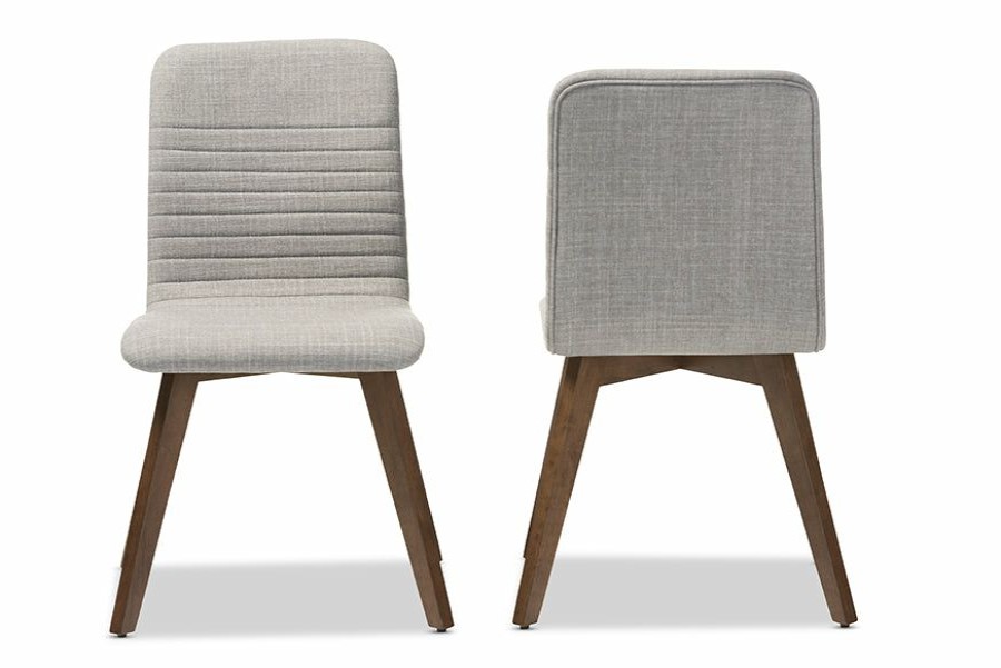 Dining Chair * | Baxton Studio Hot Selling Sugar Mid-Century Retro Modern Scandinavian Style Upholstered Walnut Wood Dining Chair (Set Of 2)