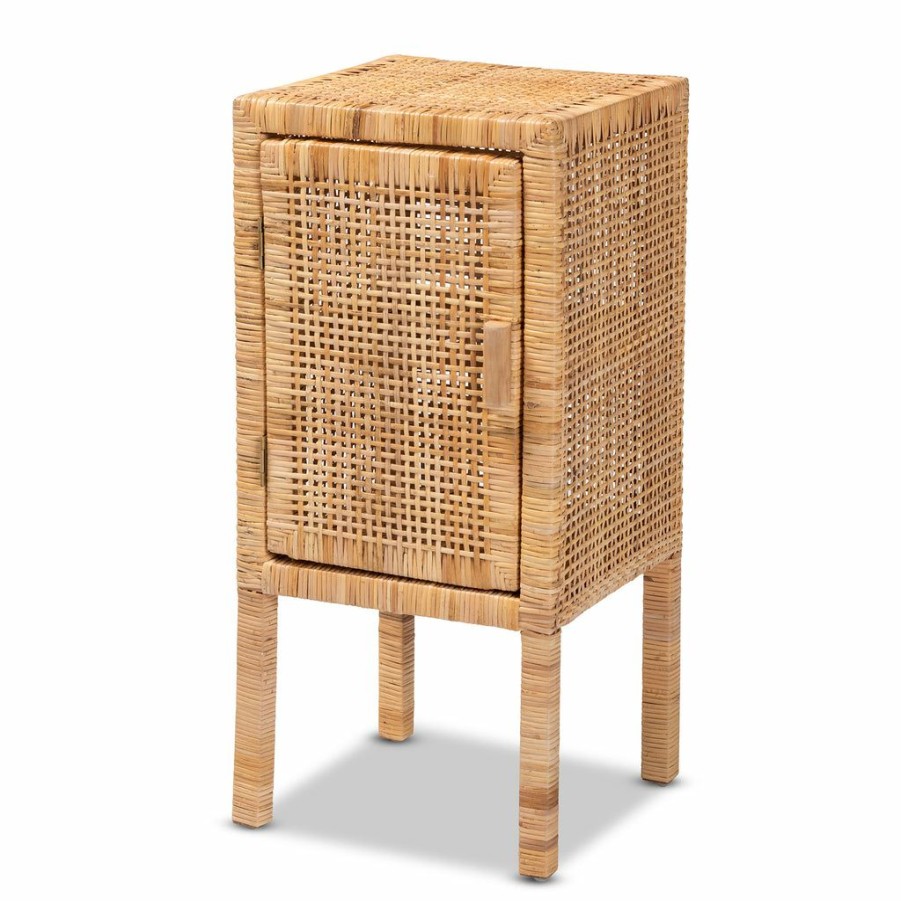 Nightstand * | Baxton Studio Attractive Vivan Modern Bohemian Natural Brown Rattan 1-Door Nightstand